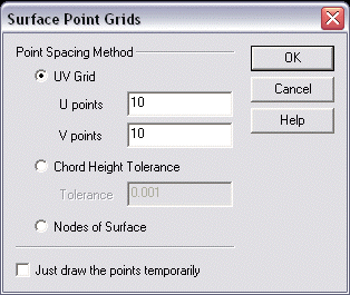 KeyCreator Point Surface Point Grid options