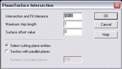 KeyCreator Pro Create Spline Plane Surface Intersect options