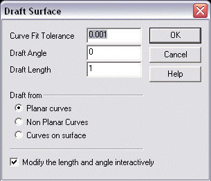 KeyCreator Surface Draft options
