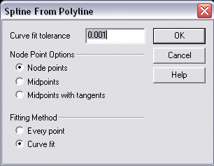 KeyCreator Drafting Spline Nurbs from Polyline Options