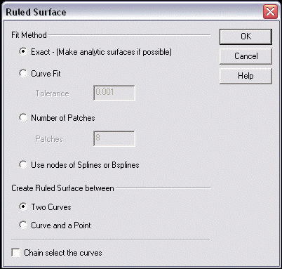 KeyCreator Surface Ruled options