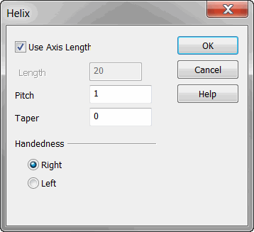 KeyCreator Prime Solid Helix dialog