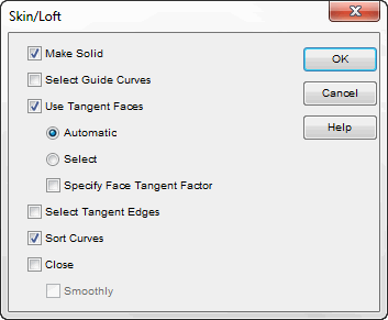 KeyCreator Solid Loft options