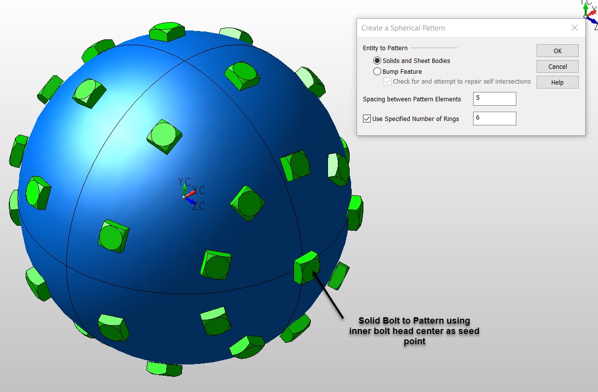 KeyCreator Pro Create Solid Feature Sphere Pattern