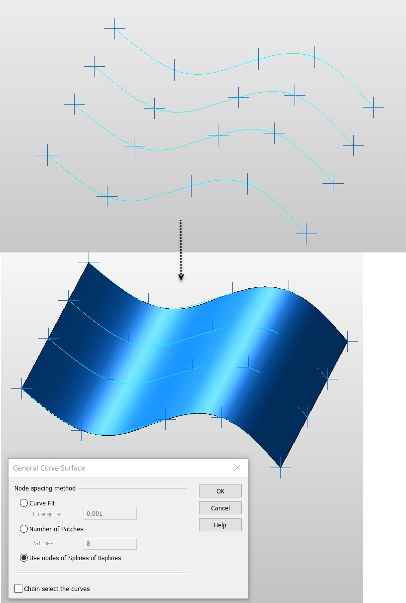 KeyCreator Pro Create Surface General Curve example