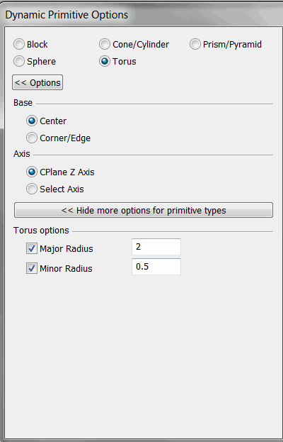 KeyCreator Solid Dynamic options