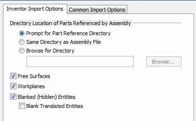 KeyCreator Drafting Import Inventor options