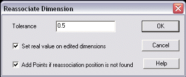 KeyCreator Detail Auto Re-associate Dimension dialog