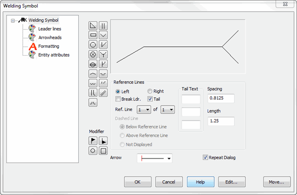 KeyCreator Drafting Detail Weld Symbol options