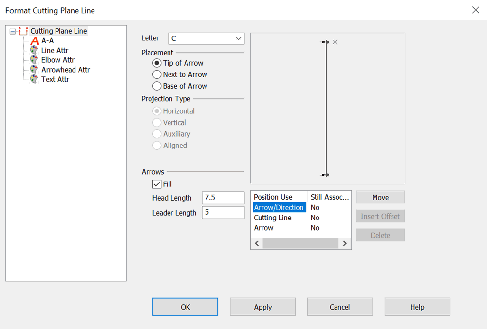 KeyCreator Drafting Detail Cutting Plane Edit