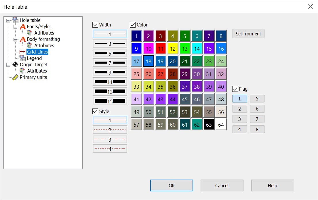 KeyCreator Note Hole Table Grid Attributes