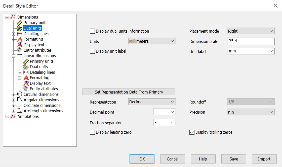 KeyCreator Detail Settings Style Editor Dual Units Dialog