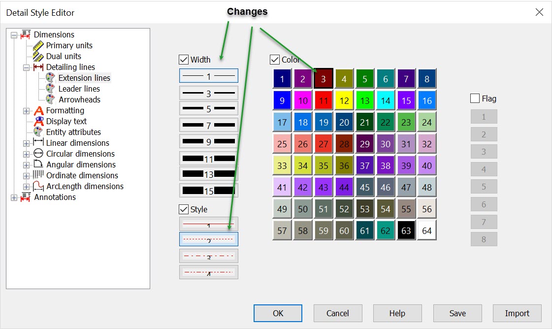 KeyCreator Style Editor Change Detail Lines Extension Lines1