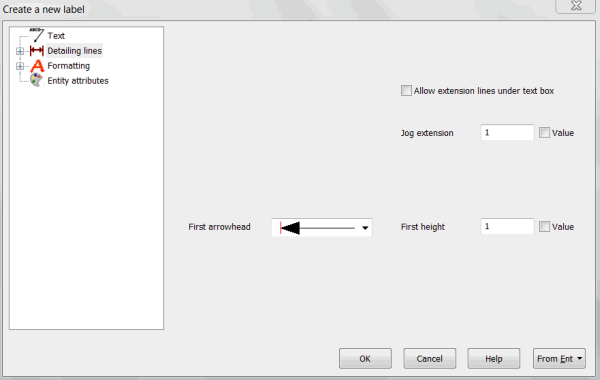 KeyCreator Drafting Detail Note Detail lines options