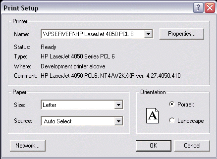 KeyCreator Drafting File Print Setup options