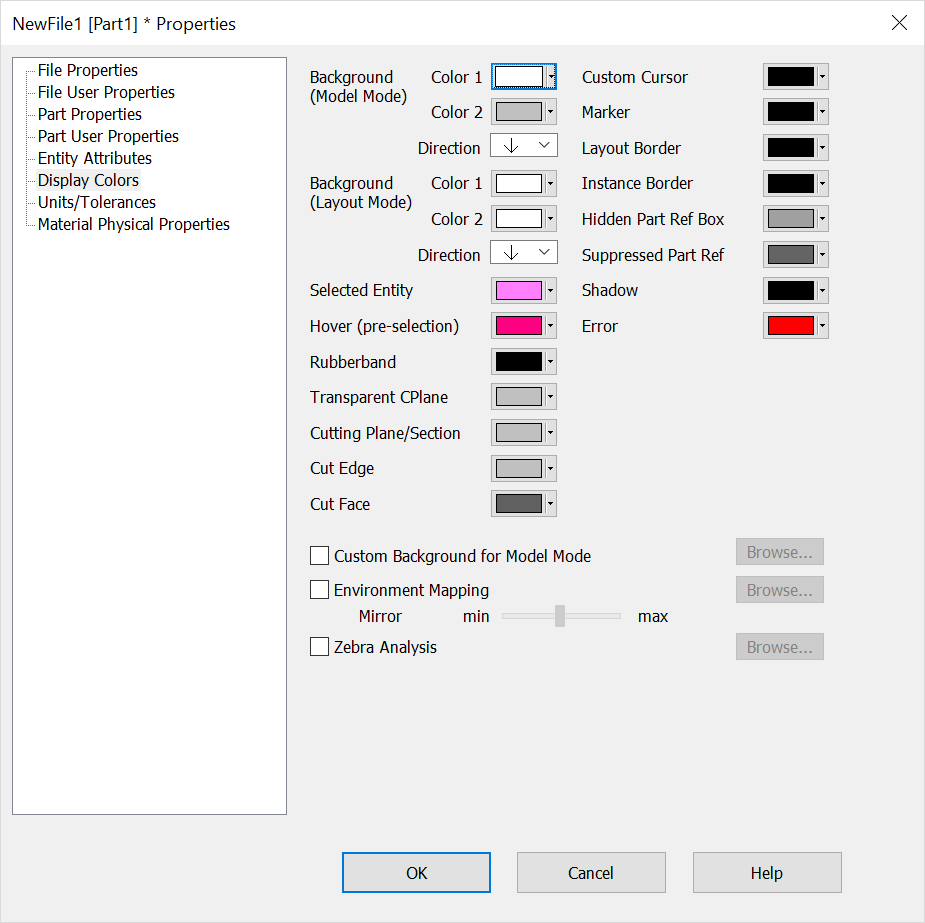 KeyCreator Prime File Properties Display Colors
