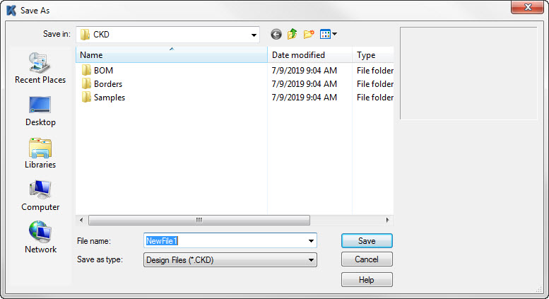 KeyCreator Drafting File Save dialog