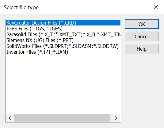KeyCreator Prime File Find Root Files File Type Dialog