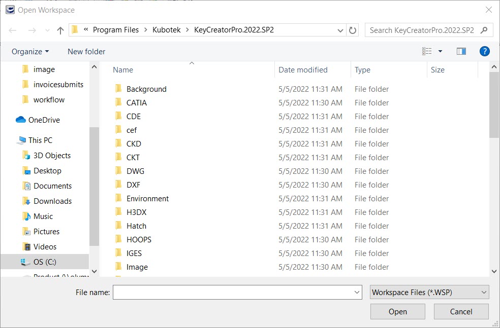KeyCreator File Workspace