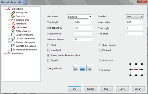 KeyCreator Drafting Style Editor Formatting