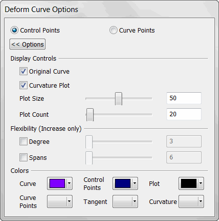 KeyCreator Prime Modify Curve Deform options