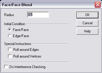 KeyCreator Prime Solid Feature Face to Face Blend dialog