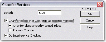 KeyCreator Solid Chamfer Vertex options