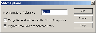 KeyCreator Prime Solid Face Stitch dialog