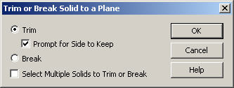 KeyCreator Prime Solid Split by Plane diaolog