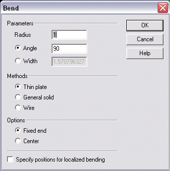 KeyCreator Pro Modify Solid Bend options