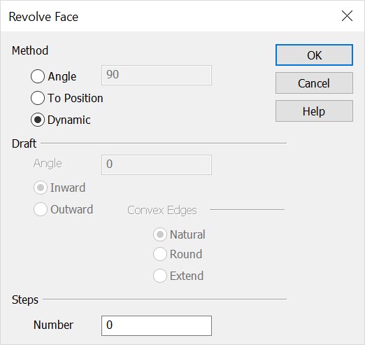 KeyCreator Modify Solid Face Revolve Face Dialog