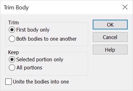KeyCreator Pro Modify Split Body Dialog