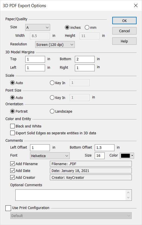KeyCreator Export PDF options