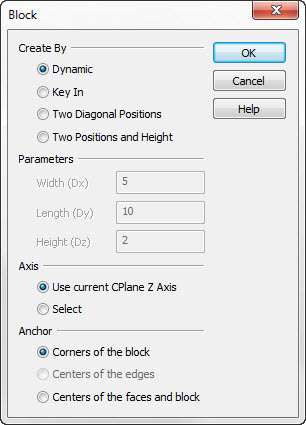 KeyCreator Pro Create Solid Block Dialog