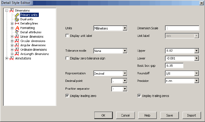 KeyCreator Detail Style Editor Primary Units