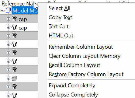 KeyCreator Drafting Assembly Part Reference Context Menu