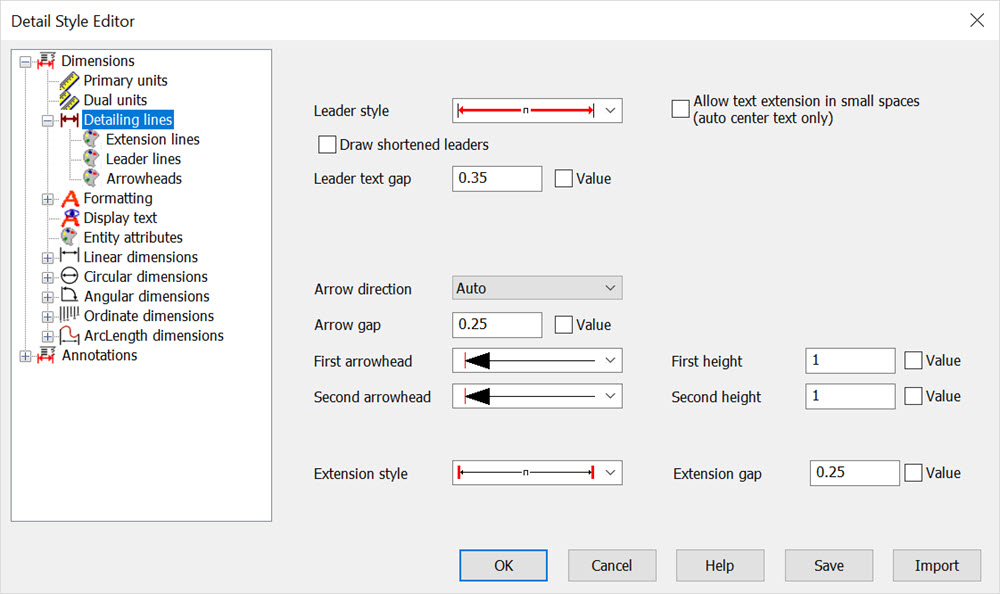 KeyCreator Drafting Style Editor Detail Lines
