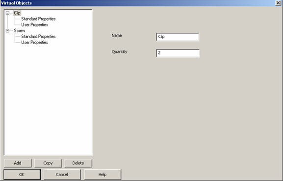 KeyCreator Tools BOM Virtual Object options