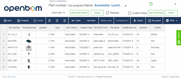 KeyCreator Tools Open BOM example