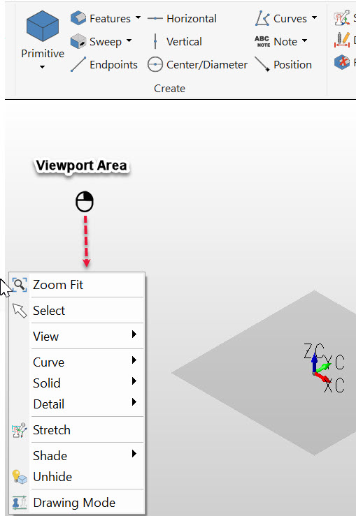 KeyCreator Drafting Viewport Context Menu
