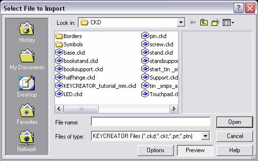 KeyCreator Drafting File Import CKD dialog