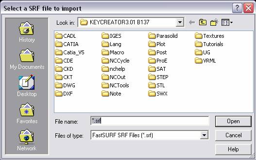 KeyCreator Drafting File Import FastSURF dialog