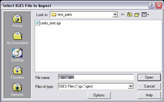 KeyCreator Drafting Import IGES dialog