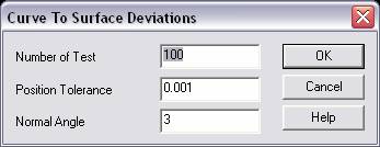 KeyCreator Verify Deviation Curve to Surface dialog