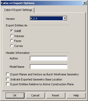 KeyCreator Export CatiaV4 options