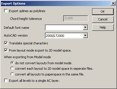 KeyCreator Export DXF DWG options