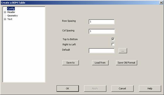 KeyCreator Prime Detail BOM Table options