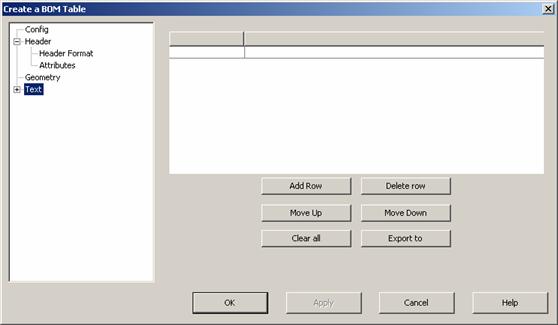 KeyCreator Drafting Detail Table of Notes Text dialog