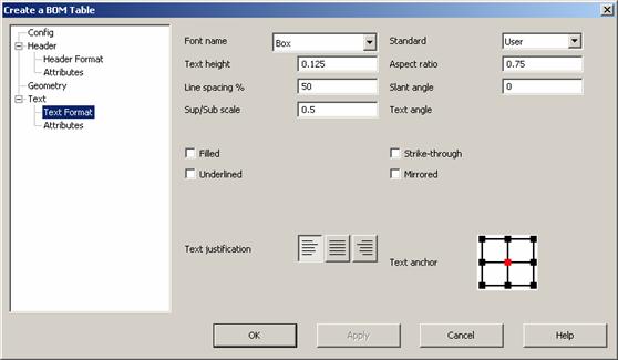 KeyCreator Drafting Detail Table of Notes Text Format