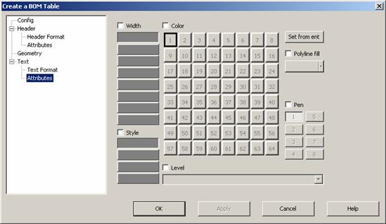 KeyCreator Prime Detail BOM Table Attributes